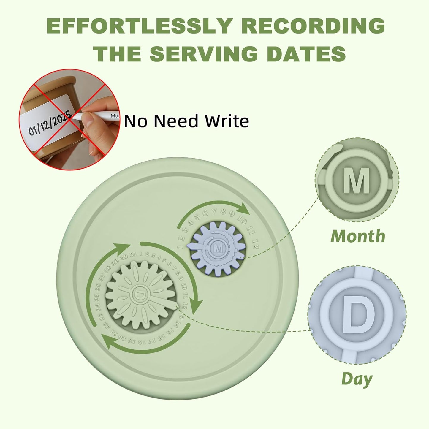 Silicone Baby Food Containers with Date-Tracking Lids, 6-Pack Reusable Snack Containers Food Storage Jars for Infants, Microwave, Dishwasher & Freezer Safe, 3 Sizes