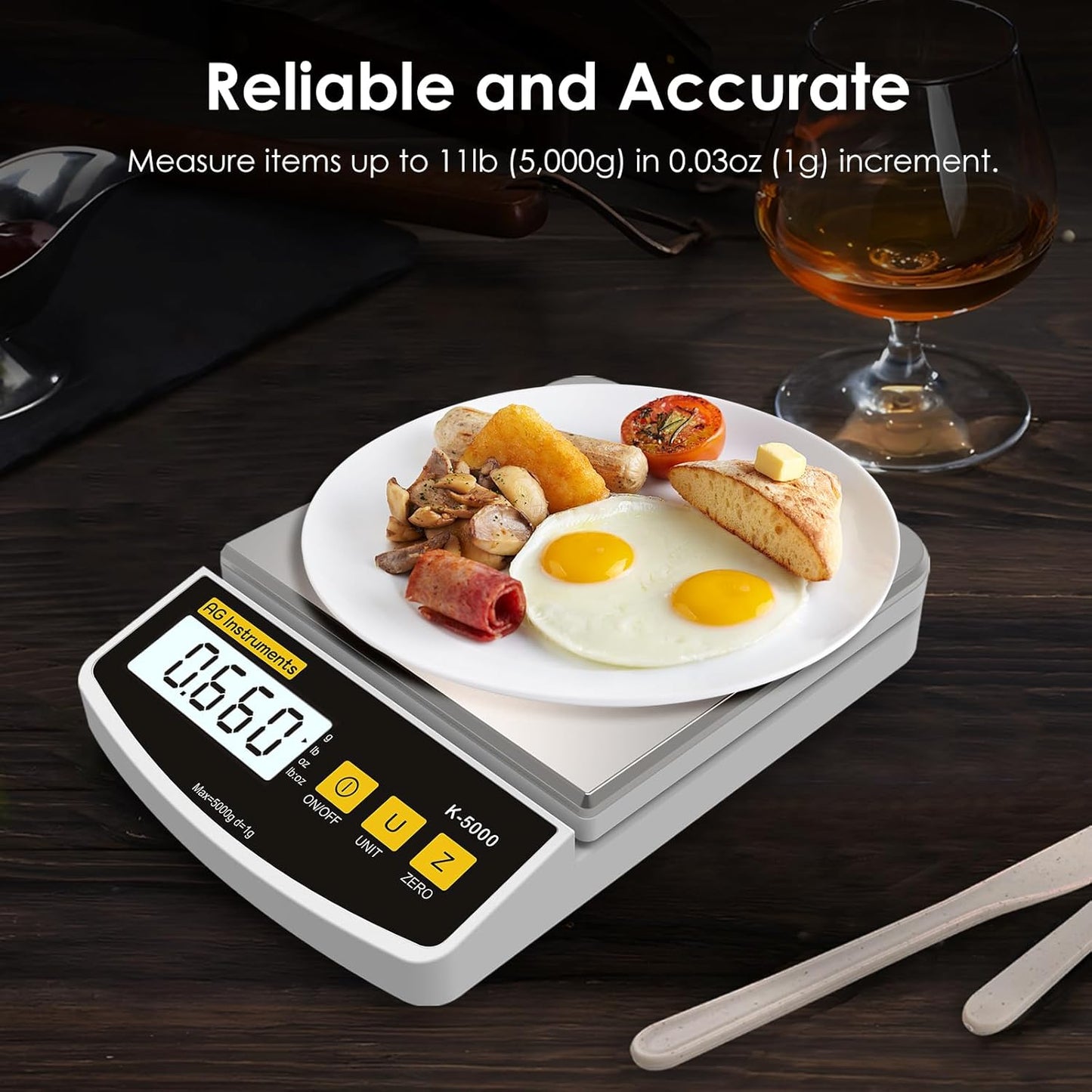 11lb/1g Digital Food Kitchen Scale, Multi-Functional Grams Ounces for Cooking Baking Diet Meal Prep Weight Loss, 4 Units, Stainless Steel Zero Tare Function