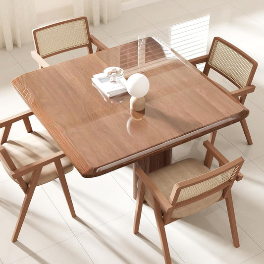 Crystal Clear Plastic Table Cover Protector, 54" x 54" Spill Resistant Easy Flat PVC Desk Pad Mat, 1.5mm Thick Waterproof Vinyl Table Top Protector for Dining Room Table, Office, Dresser