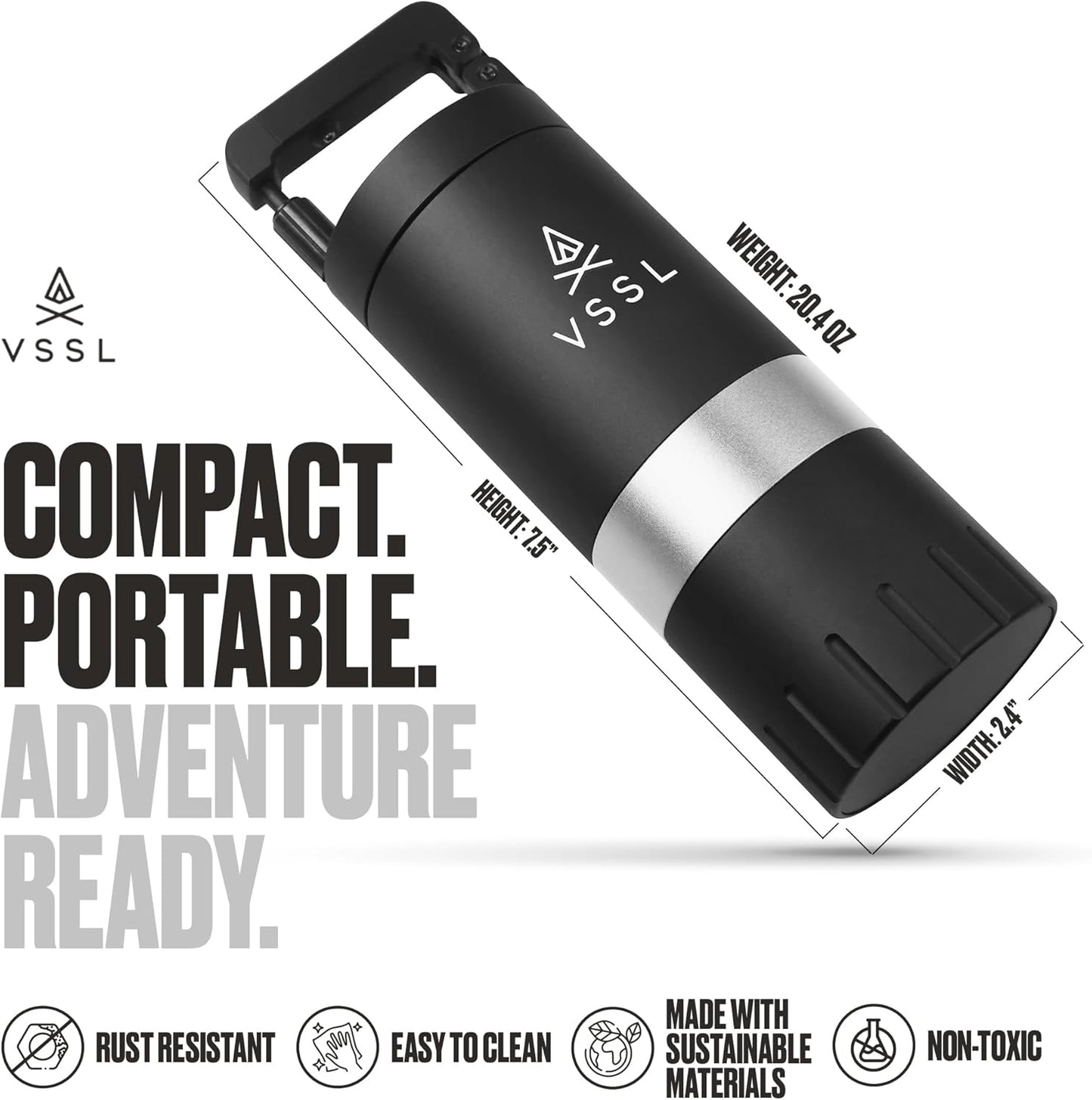 Java G45 Manual Coffee Grinder | Coffee for Camping | Bean Grinder | Travel Pour Over | Stainless Steel Conical Burr | ~ 45 Gram Capacity | Extendable Grind Handle | 50 Grind Settings | Black