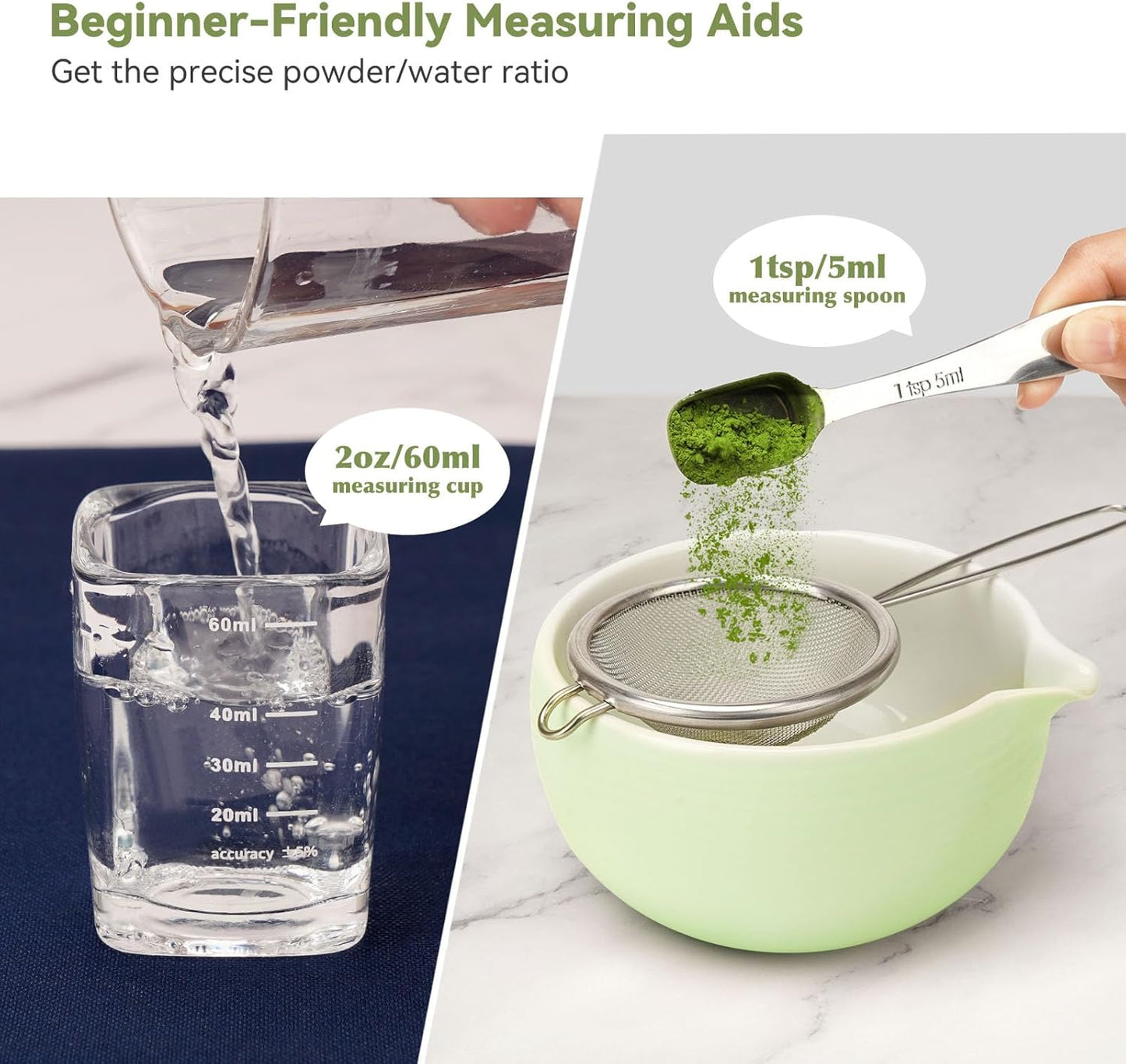 10-Pcs Matcha Kit Set, Whisk and Bowl with Spout & Measuring Spoon, Japanese Ceremony Matcha Tea Making Tools