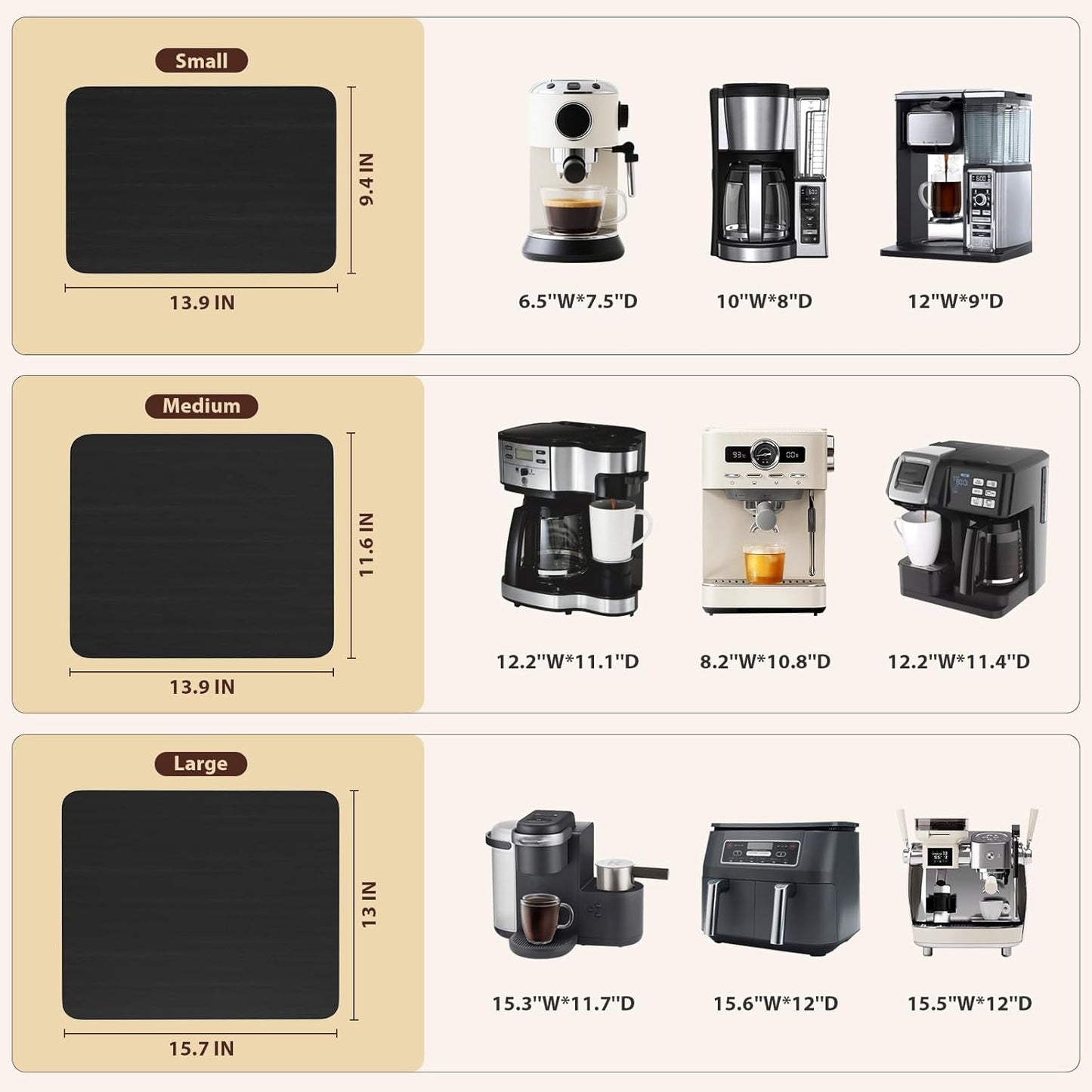 GuanQiao 360° Rotation Appliance Slider for Coffee Maker & Heavy Kitchen Appliance, Bamboo Rolling Tray for Kitchen Counter, Sliding Tray with Premium Wheels (Black, 15.7"×13")