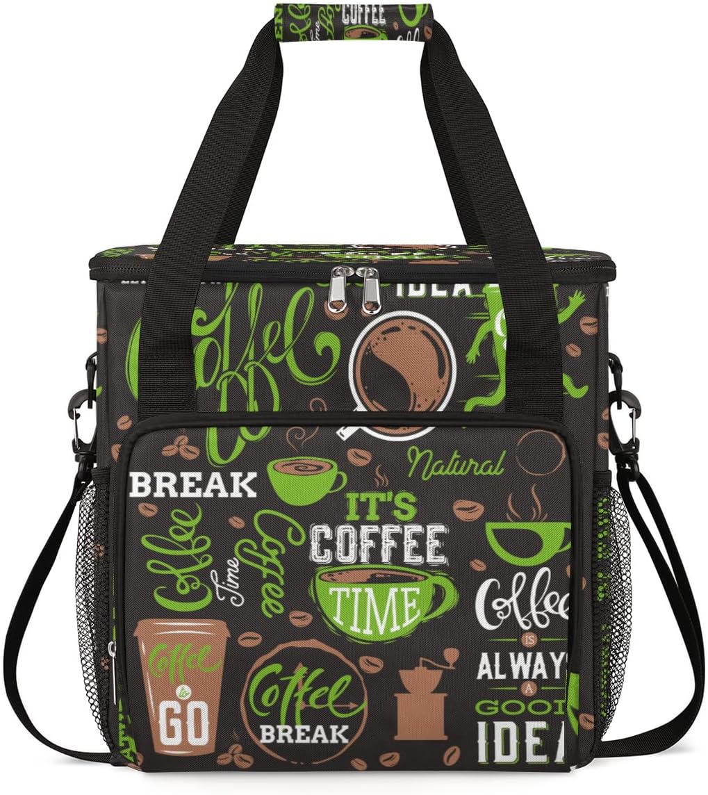 Green Coffee Cafe Maker Carrying Bag Travel Case Compatible with Keurig K-Mini or K-Mini Plus Portable Single Serve Coffee Brewer Case with Pockets for K-cup Pods