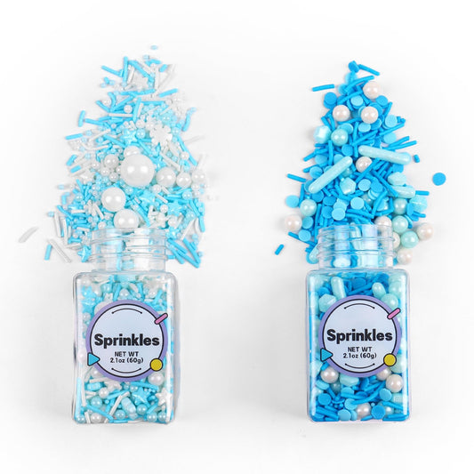 Edible Blue Sprinkles For Cake Decorating, Snowflake Sprinkles, Edible Stars, Sprinkle Mix for Cupcake Toppers, Ice Cream Toppings, Celebrations Wedding Baby Shower Birthday Party.(120g/4.2oz)