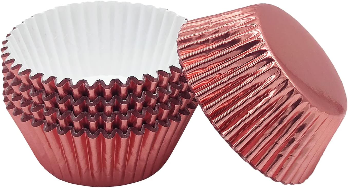Standard Rose Gold Foil Cupcake Liners Muffin Baking Cups for Party and More, 100-Count