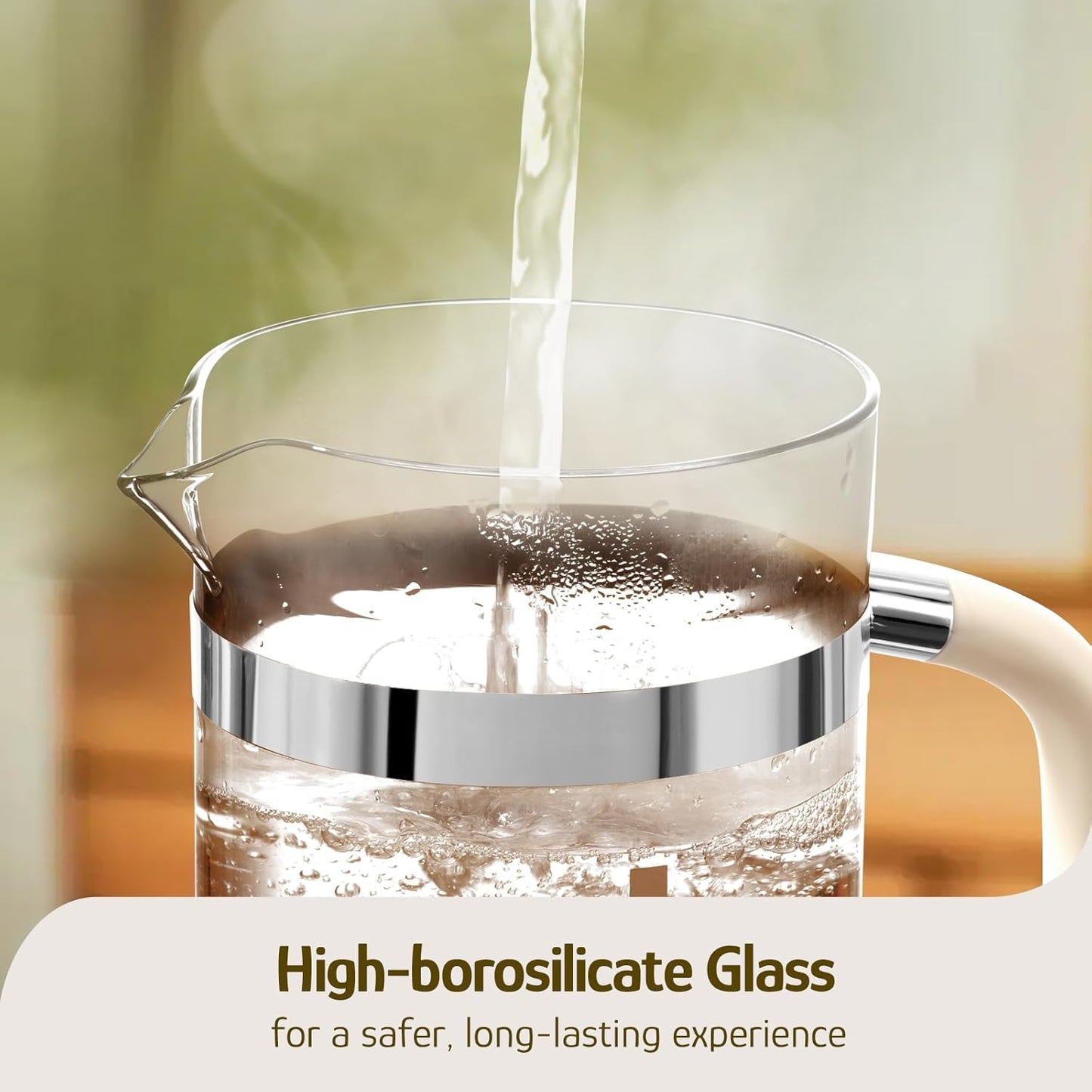 Hazel Quinn French Press Coffee Maker, 450ml/15oz, Heat-Resistant Borosilicate Glass, 304 Stainless Steel, BPA-Free, Easy to Clean, Precision Filtration for Coffee & Tea, Ideal for Home, Travel