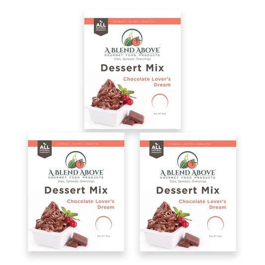 A Blend Above Chocolate Lover's Dream Pie Mix - No Bake, All Natural, Vegan, Gluten Free, No MSG - Instant Dessert Mix, Fruit Dip, Bagel Topping, Frosting, Cheesecake Filling - Makes 16 Oz (Pack of 3)