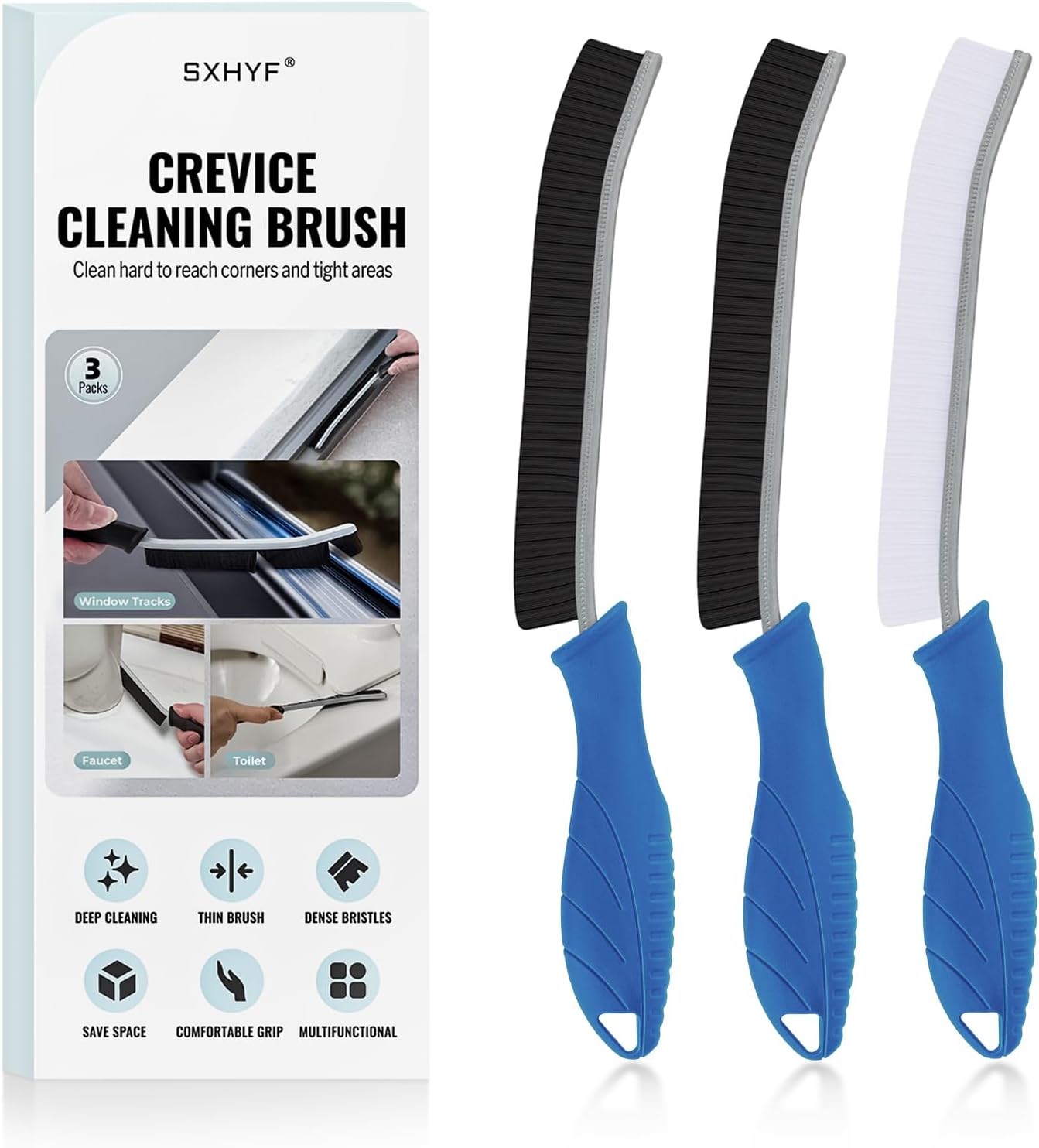 SXhyf Crevice Cleaning Brush - Grout Scrub Brush, House Cleaning Supplies, Gap Cleaning Tools, Home Essentials, Gifts for Women Men, Hard Bristle Crevice Cleaner Brush for Household Use, Bathroom
