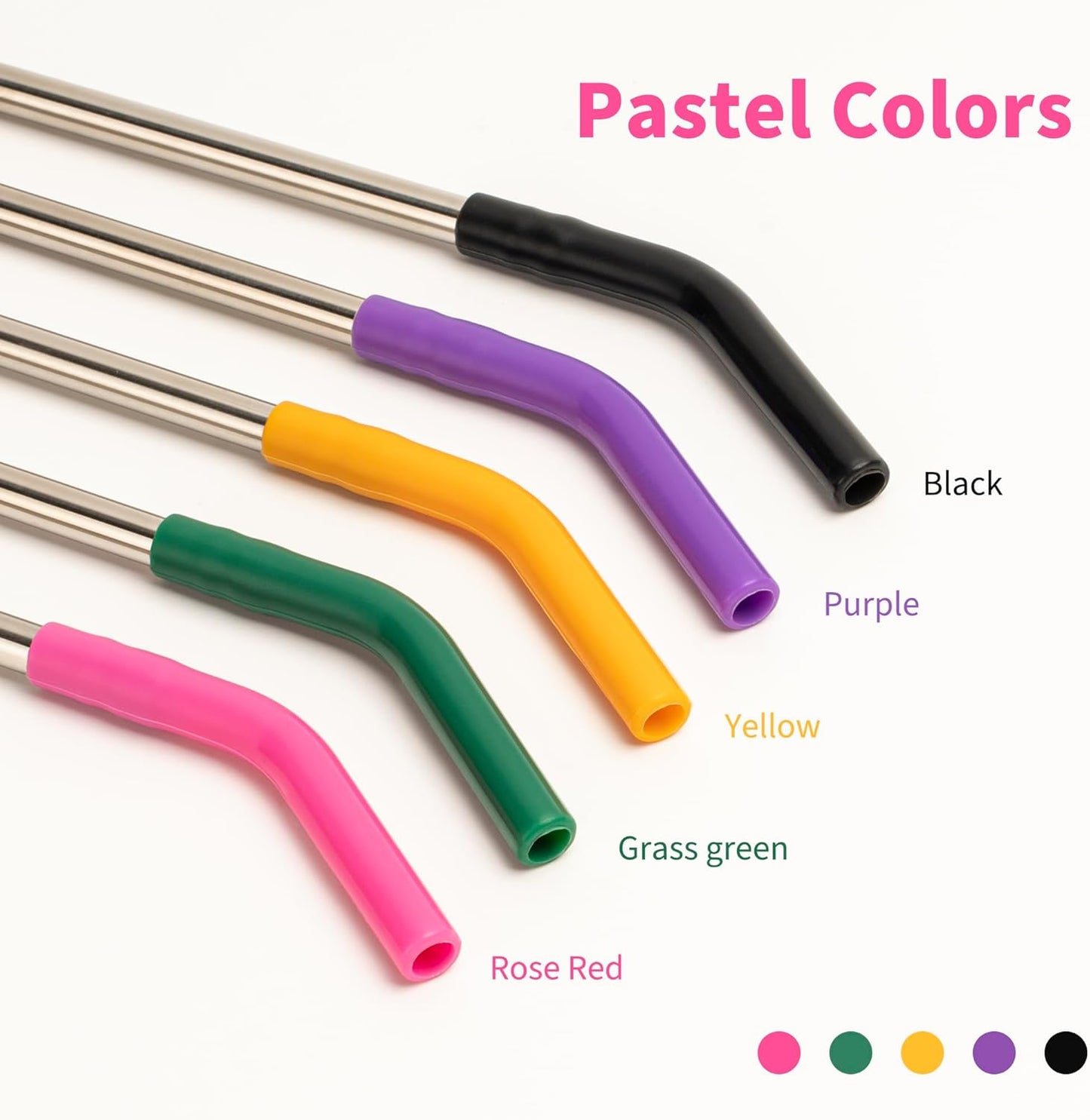 Metal Straw for Stanley 40 oz Cup,Stainless Steel Replacement Straw with Silicone Tips for 40 oz Simple Modern, Meoky, Owala Tumbler, 1 Portable Bag