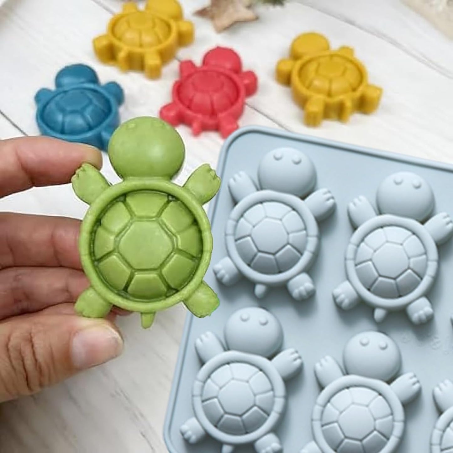 2 Pcs Turtle Ice Cube Molds, 6 Cavity Turtle Shaped Silicone Molds, for Chocolate, Candy, Jello, Wax Melts, Muffin, Cupcake Cake Decor, Gummies