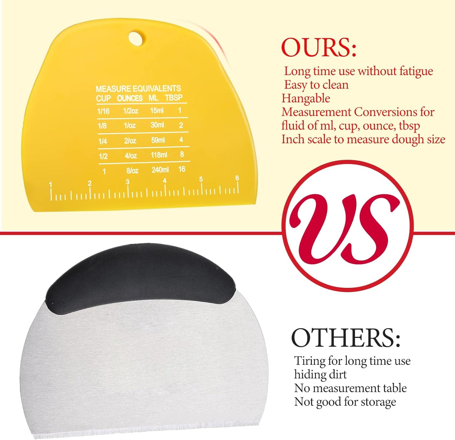 Teenitor 2 Pieces Dough Scraper, Dough Cutter Bench Scraper, Dough Scrapers Multipurpose Food Scrapers for Dough, Cake, Bread Yellow and Green