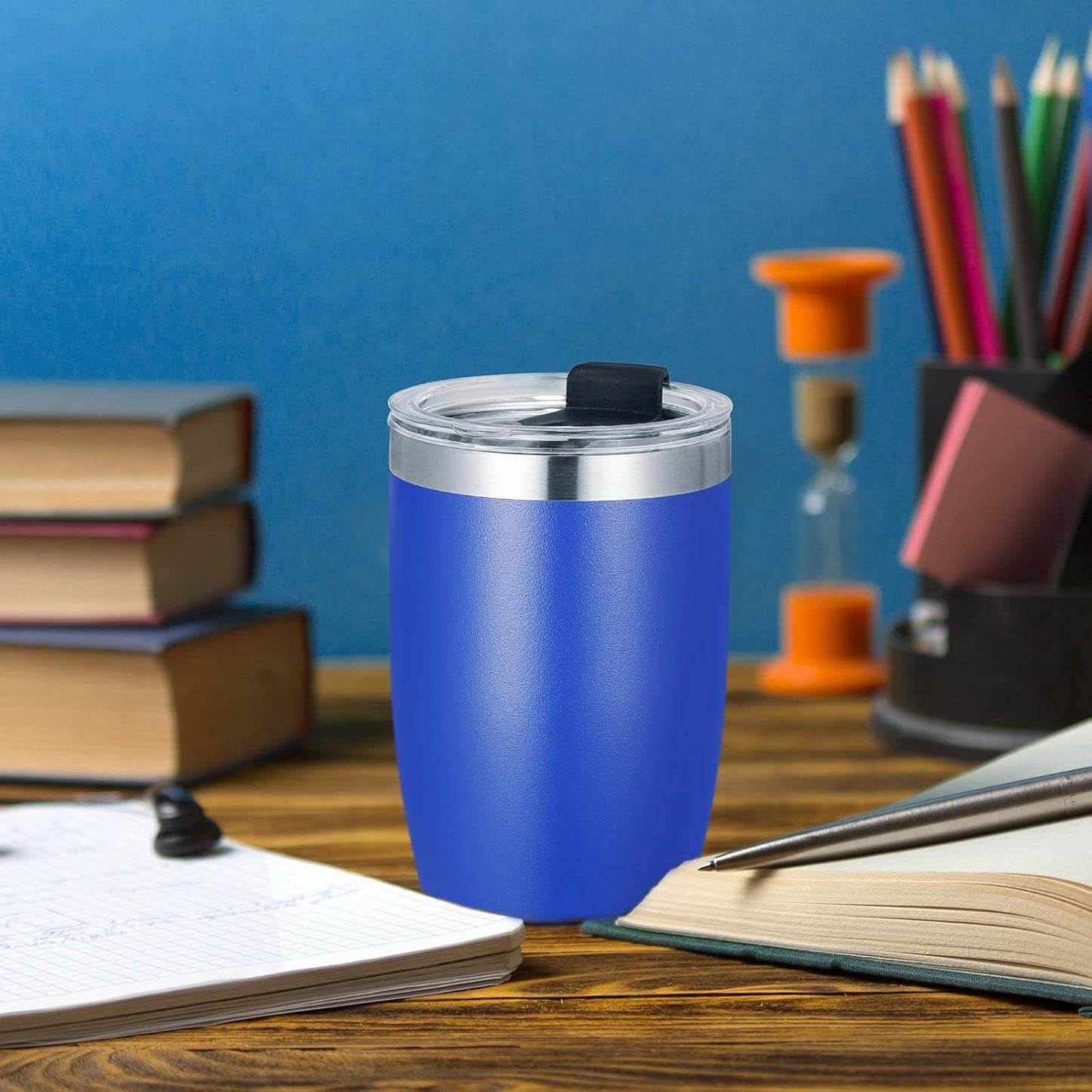 VEGOND Stainless Steel 12 oz Tumblers bulk Vacuum Insulated Double Wall Travel Tumbler with Lid and Straw Reusable Tumbler, Royal Blue 1 Pack