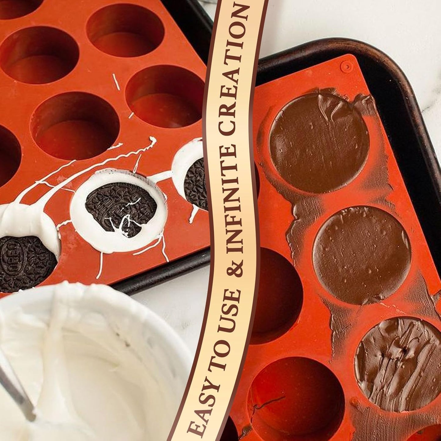 HKNMTT Round Silicone Molds 3 PCS, 12-Cavity 2.1" Round Cylinder Chocolate Covered Cookie Mold, Food Grade Non-Stick Baking Moulds for Candy Handmade Soap Pudding Jello Mini Cake Jelly Brownie