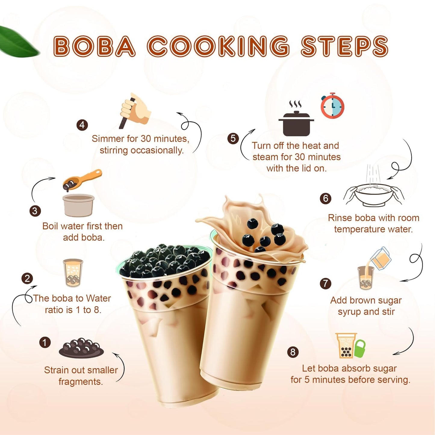 US Boba Co Unsweetened Tapioca Pearl, Easy to Cook, Tapioca Boba Balls for Tea Milk, Coffee & Dessert Topping, Fresh Made in USA, Brown Sugar Flavor, 1 Pound (Pack of 1)