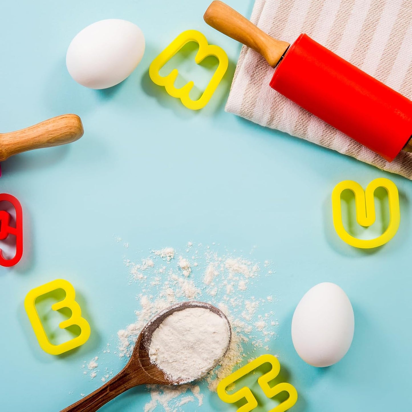 HARFINGTON Silicone Rolling Pins for Baking 15 Inch Wooden Handle Non Stick Rolling Pin Small Roller Playdough Rolling Pins for Dough Pizza Pastry Fondant Kitchen, Drak Blue