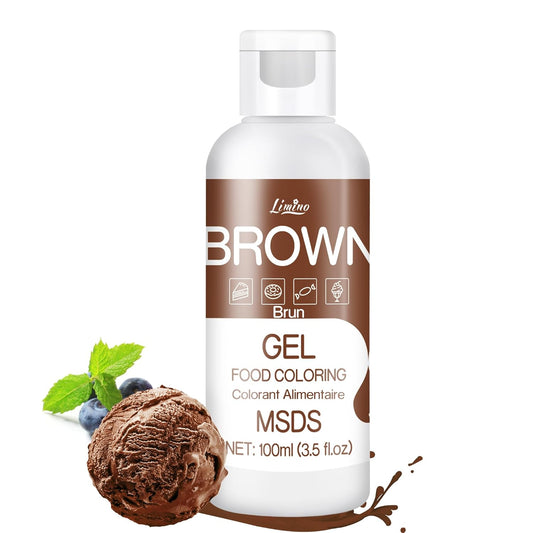 Gel Food Coloring - 4.5oz Vivid Food Coloring Gel for Baking, Cake Decorating, Cookie, Fondant, Macaron - Tasteless Concentrated Edible Food Color Dye for Icing, Slime, Drinks, DIY Crafts (Brown)