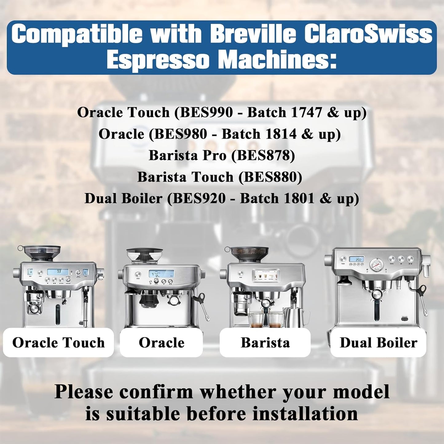 4 Pack Replacement Water Filter for Breville Espresso Machine Barista Touch Bes880, Barista Pro BES878, Oracle Touch BES990, Oracle BES980, Dual Boiler BES920 Bambino ClaroSwiss Sage by Funmit