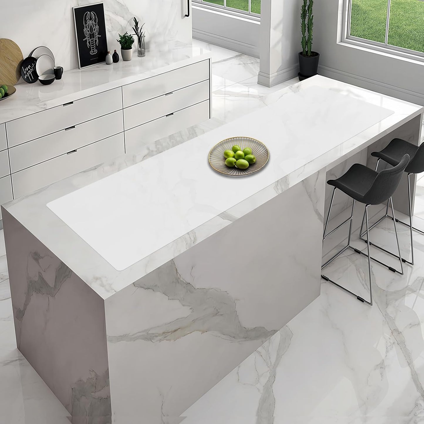 Large Silicone Placemat, 78.7''x15.7''(200cmx40cm) Extra Large Countertop Protector Mat, Heat Resistant Mat for Countertop with Non-Slip, Silicone Mats for Kitchen Counter/Crafts, Semitransparent