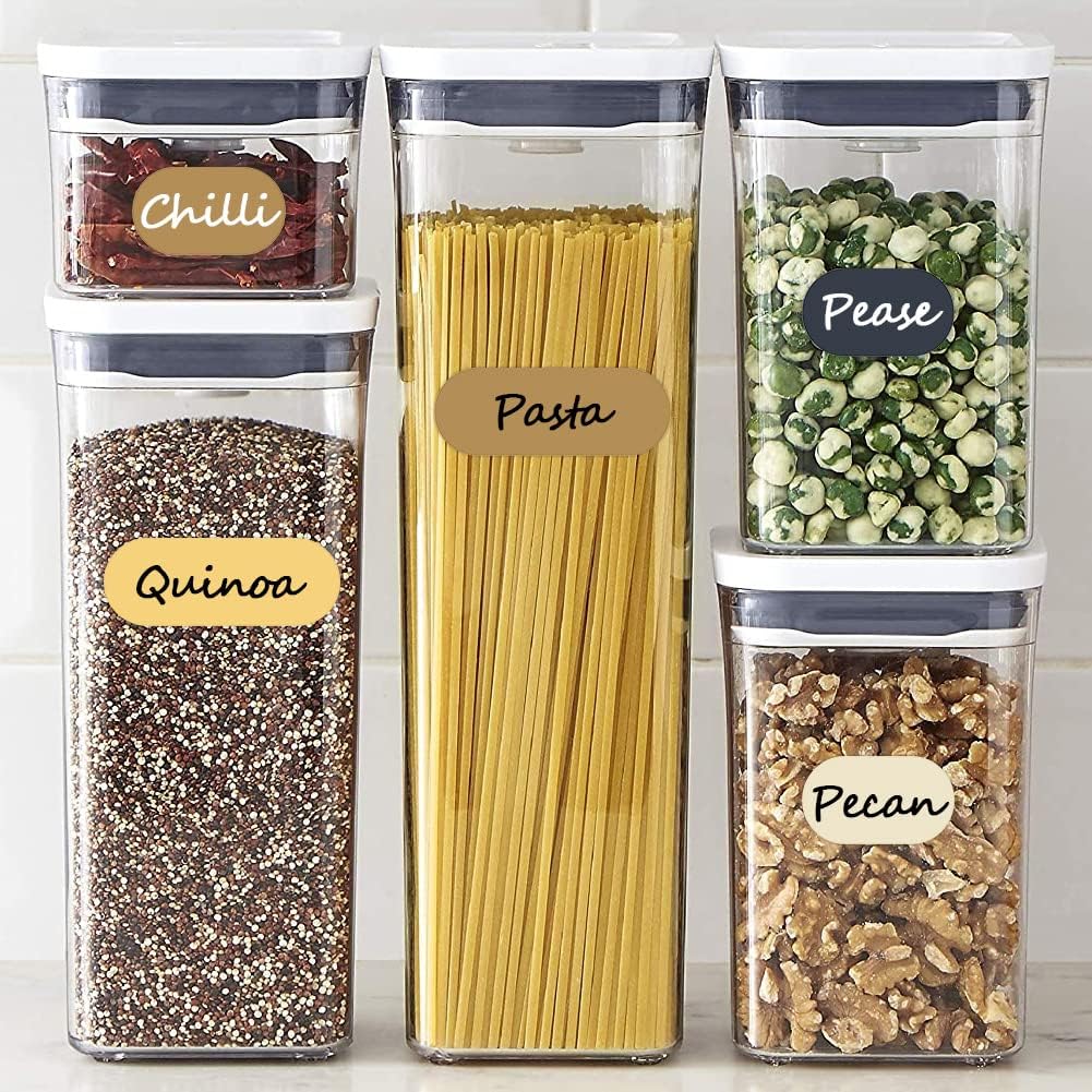 192pcs Removable Waterproof Food Labels with 2 Markers, Write-on Colored Chalkboard Kitchen Sticker Labels for Food Storage Containers, Spice Jars Bottles, Home Pantry Organization