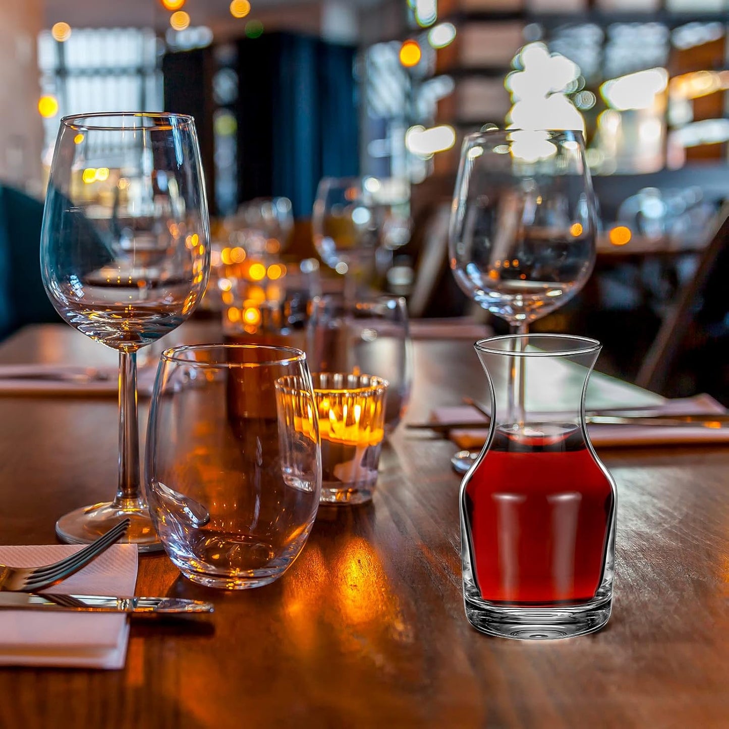 12 Pack Single Serving Wine Carafe Glass Small Mini Carafe Individual Wine Refill Decanter for Dinner Parties Tastings Bars Restaurants (7.7 oz)