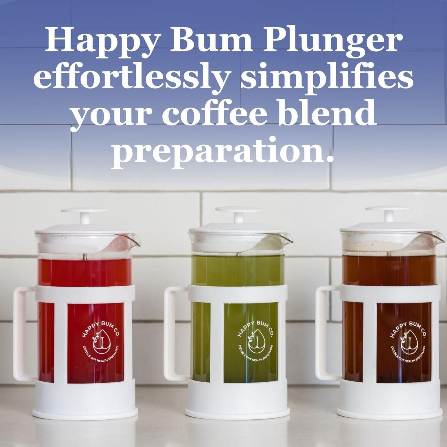 Happy Bum Coffee Plunger | 1 Liter(33.8oz) Glass French Press Stainless Steel Strainer | Easy to Use & Clean French Coffee Press Glass for Brewing and Storing Coffee Blend