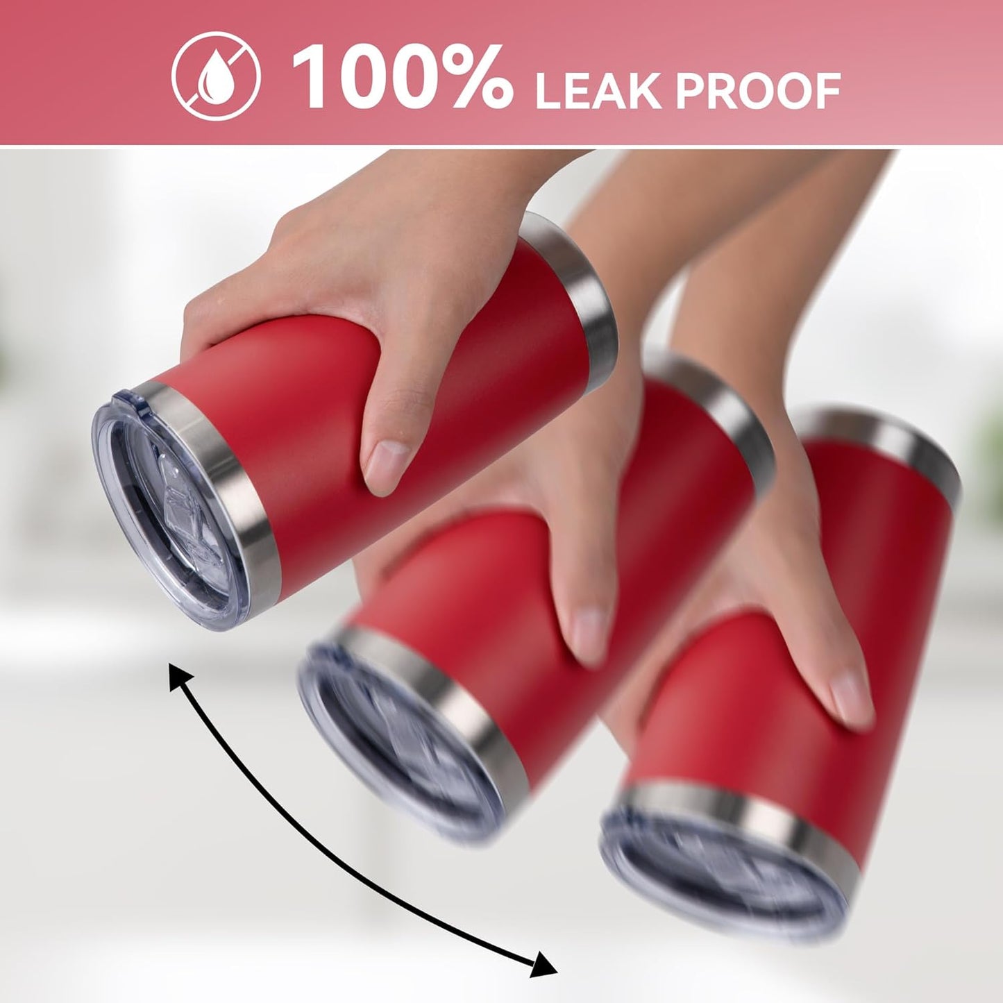 20 oz Tumbler Stainless Steel Tumblers Bulk with Lid Double Wall Insulated Coffee Tumbler Cups for Hot & Cold Drinks Powder Coated Travel Coffee Tumbler Mug Metal (Red, 1 pack)