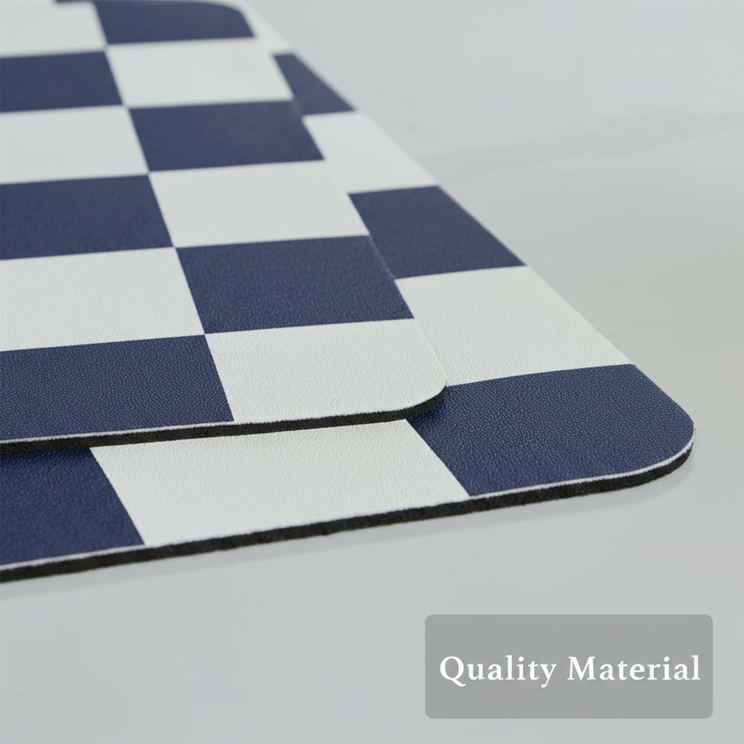 Checkered Dish Drying Mat for Kitchen Counter, Coffee Bar Station Accessories, Retro Cute Aesthetic Modern Absorbent Drainer Mat Kitchen Drying Mat Easy Clean (Navy Blue, 19" x 12")