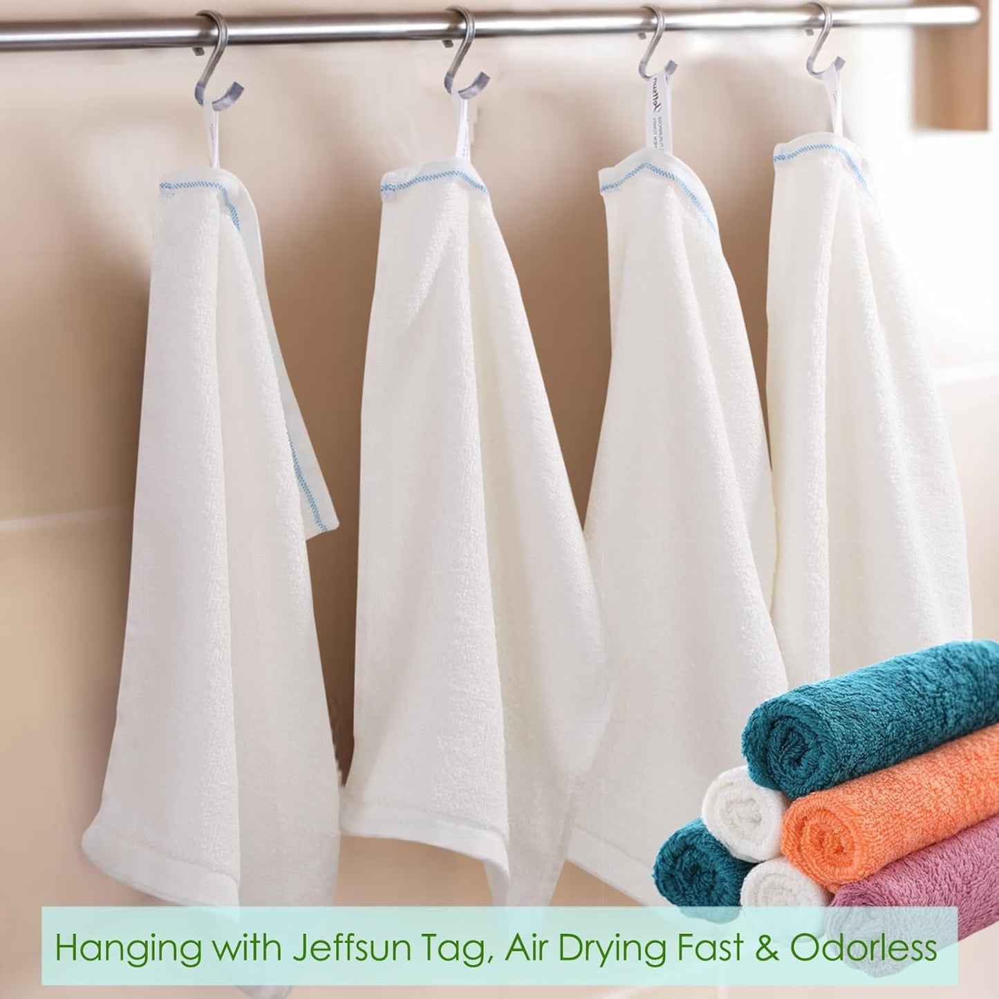 JEFFSUN Dish Cloths 12 Pack, 10x14 inch Small Kitchen Washcloths, Lint Free Fast Dry Reusable Cleaning Cloth, Ultra Soft & Scratch Free Terry Dish Rag, Easy to Rinse Multicolor Dishcloths