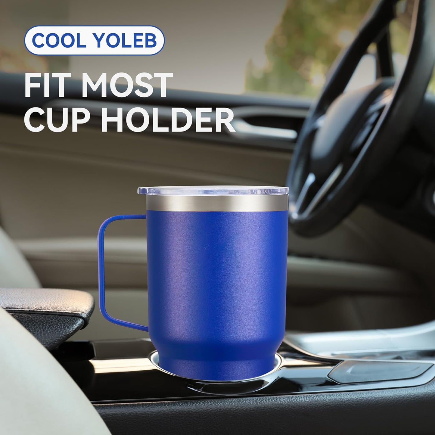 30 oz Tumbler with Handle and Lid, Stainless Steel Tumblers Bulk Double Wall Vacuum Insulated Travel Mug Leak Proof Cup Keep Drinks Cold and Hot Blue, 4 Pack