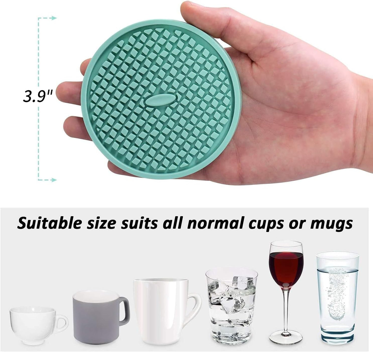 ME.FAN Silicone Coasters [6 Pack] Thickened Drink Coasters with Holder - Cup Mat - Non-Slip, Non-stick, Stay Put, Deep Tray - Prevents Furniture and Tabletop Damages(Yellow)