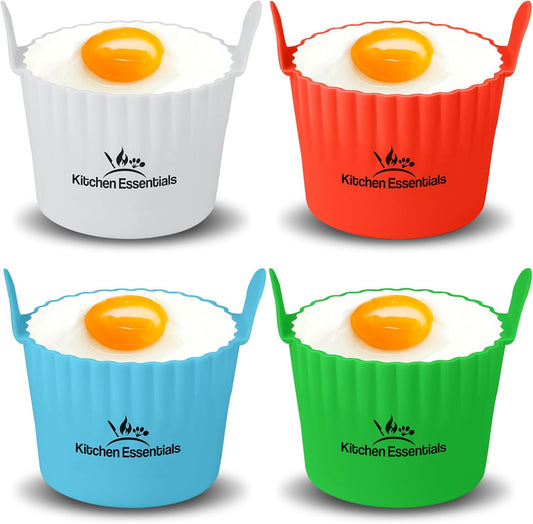 Air Fryer Baking Ramekins – Premium Food-Grade Silicone Mold Cups – Easy Release Nonstick Bakeware Set, 4-Pack for Eggs, Muffins, Cupcakes, Puddings, Tarts, Custards, and More!