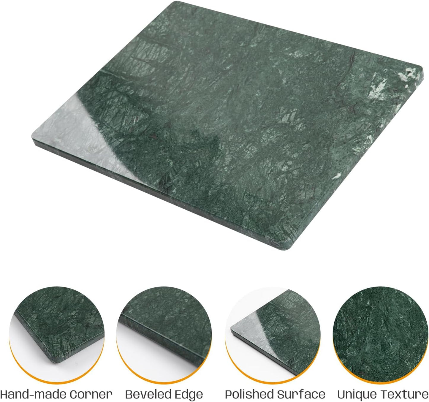Green Marble Cutting Board 12x16 Inch, Marble Slab Pastry Board With Non-Slip Feet For Baking, Cheese, Charcuterie, Chocolate