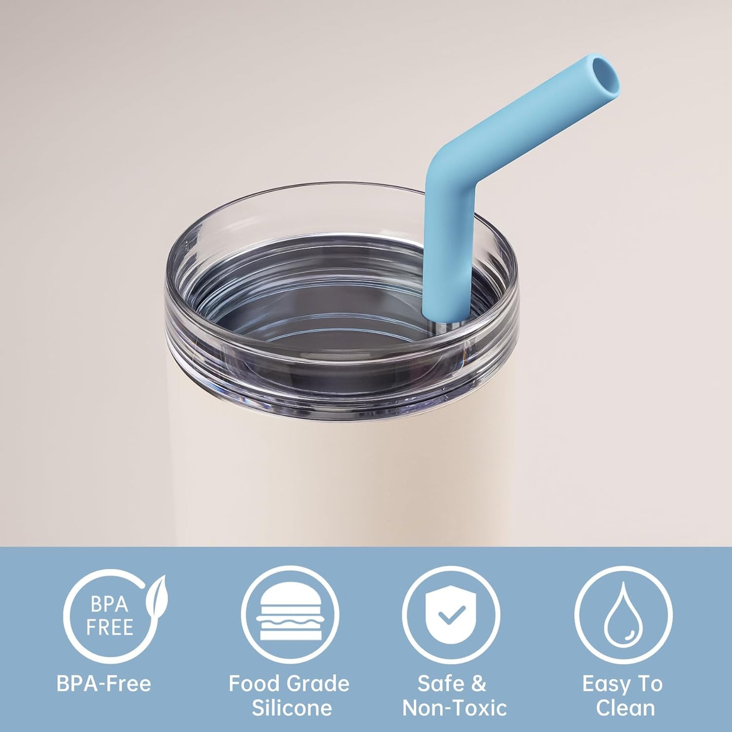 Tomorotec 6-Pack Reusable Stainless-Steel Straws with Silicone Tips, 3 Sizes Compatible with Stanley Tumblers 40OZ 30OZ 20OZ 14OZ, Dishwasher Safe, Includes 2 Cleaning Brushes (Ocean Gradient)