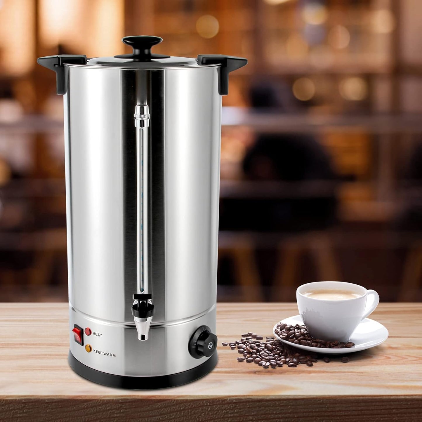 25L/6.6gal Commercial Coffee Urn, Gallon Double Wall Commerical Coffee Maker, 150 Cup Commercial Grade Stainless Steel Percolate Coffee Maker for Events, Offices and Catering