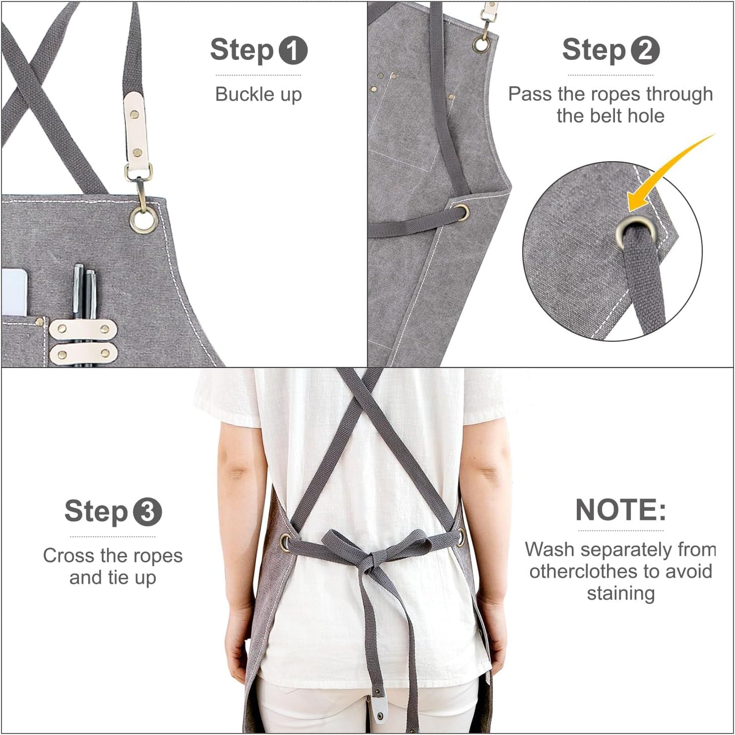 Cotton Canvas Cross Back Apron for Art Painting Garden Chef Bartender Work,Women Men 3 Pockets Waterproof Adjustable M-XXL