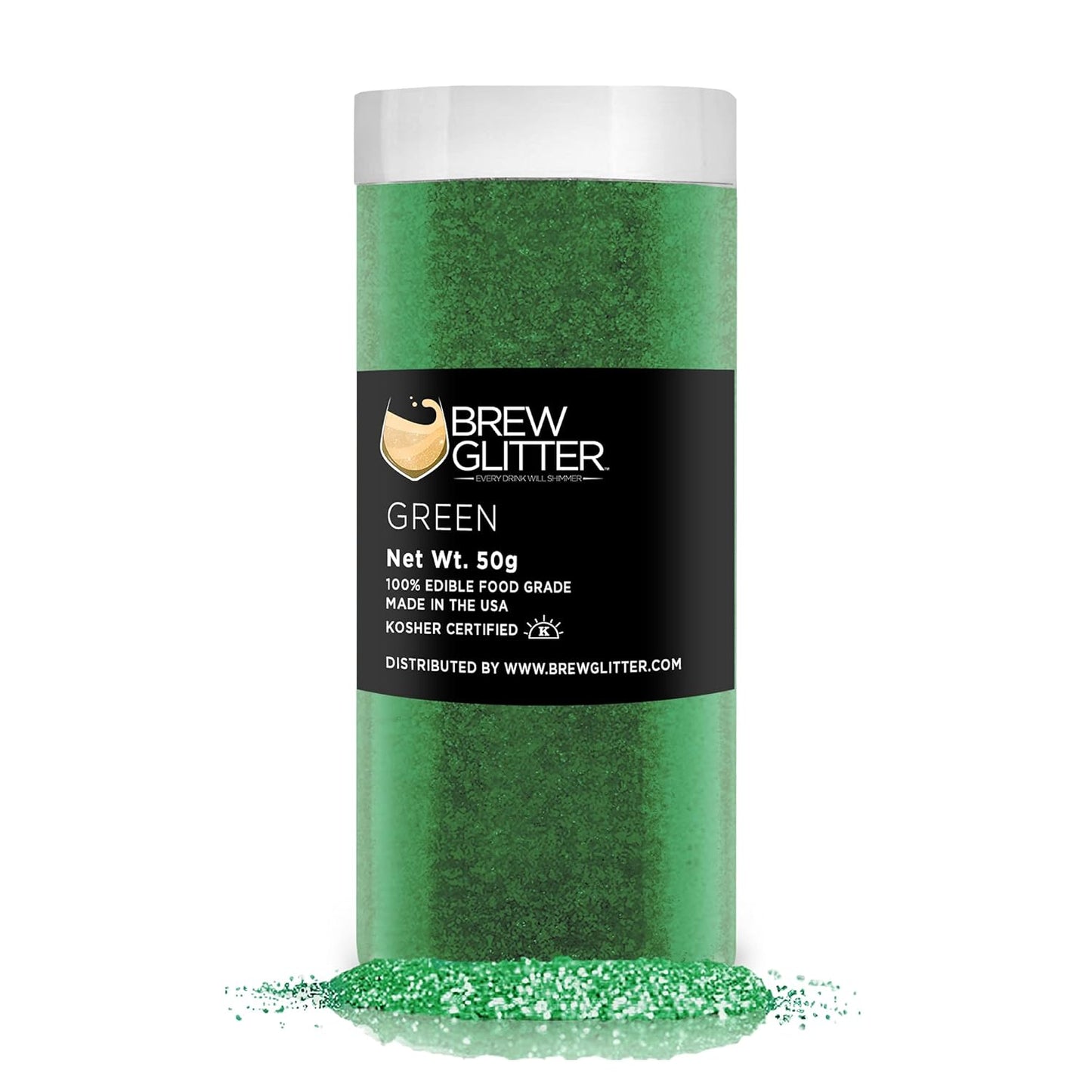 Brew Glitter - Green (50g 1x Jar) | Edible Glitter for Cocktails, Mocktails and Beverages