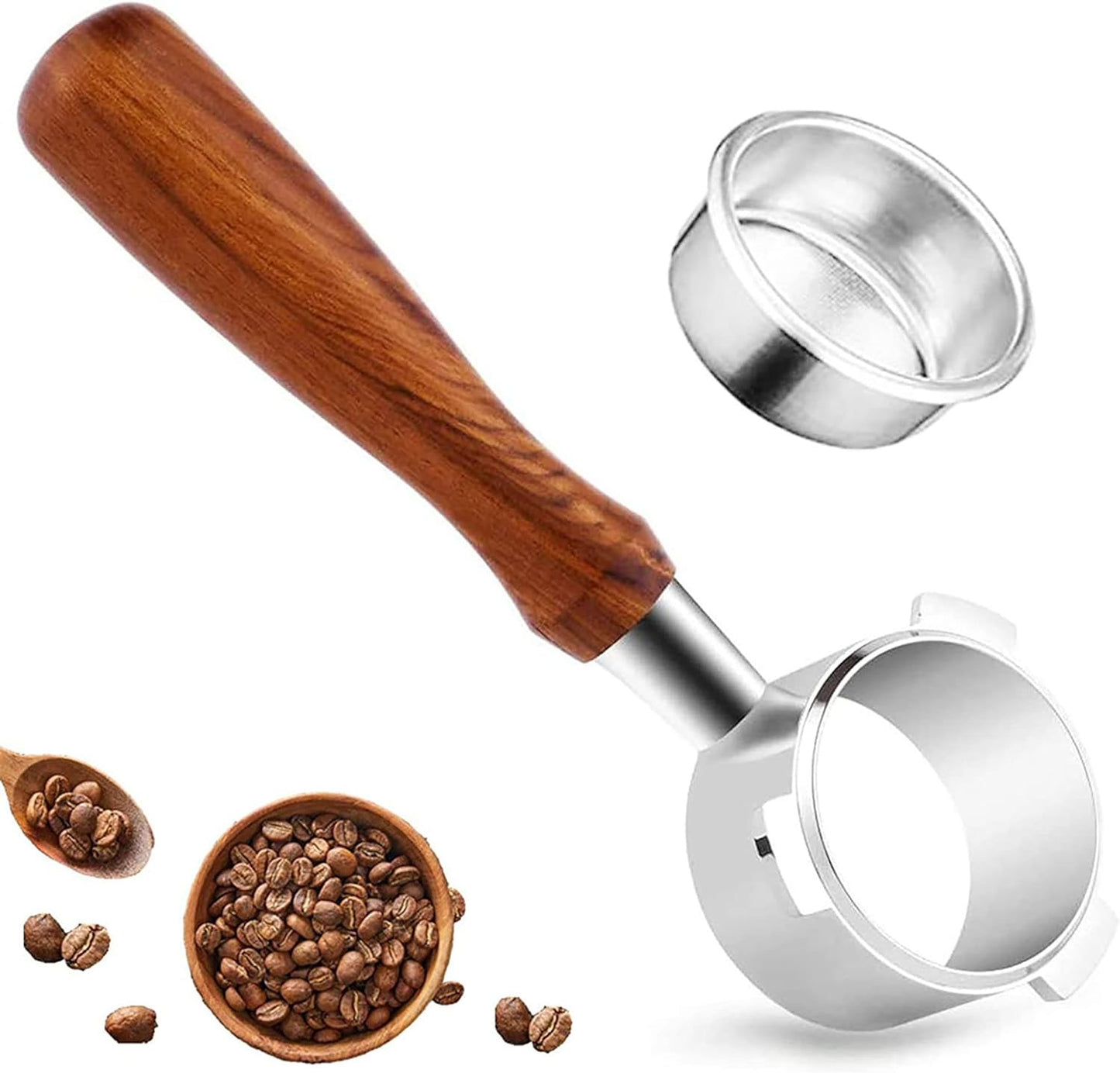 54mm Coffee Bottomless Portafilter, Compatible with Breville Barista Bes 870/878/880 Replacement Parts Bottomless Portafilter（brown）.