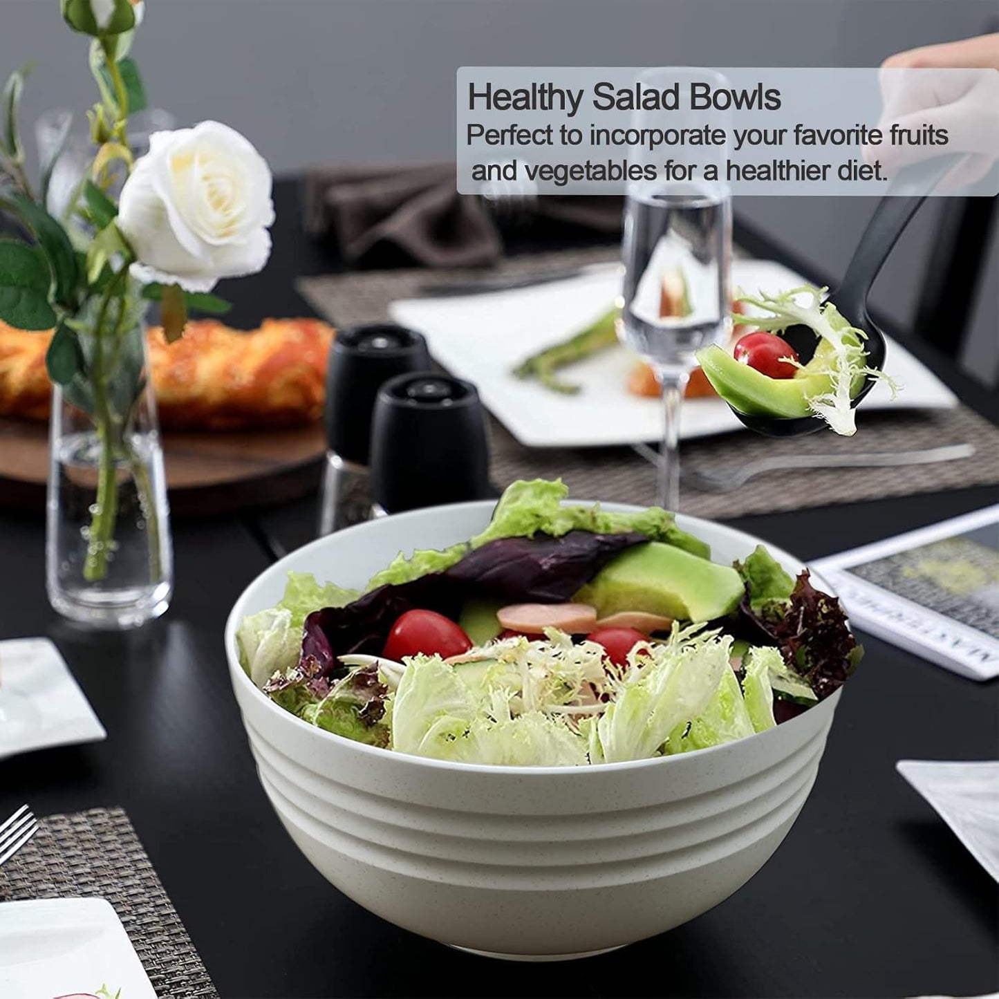 【6 Pcs】Unbreakable Mixing Bowls Unbreakable Salad Bowls, 68 Ounces Microwave and Dishwasher Safe BPA-Free Serving Bowls for Cereal,Salad,Soup,Ramen,Noodle,Oatmeal,Snack Apply to Kitchen,Freezer
