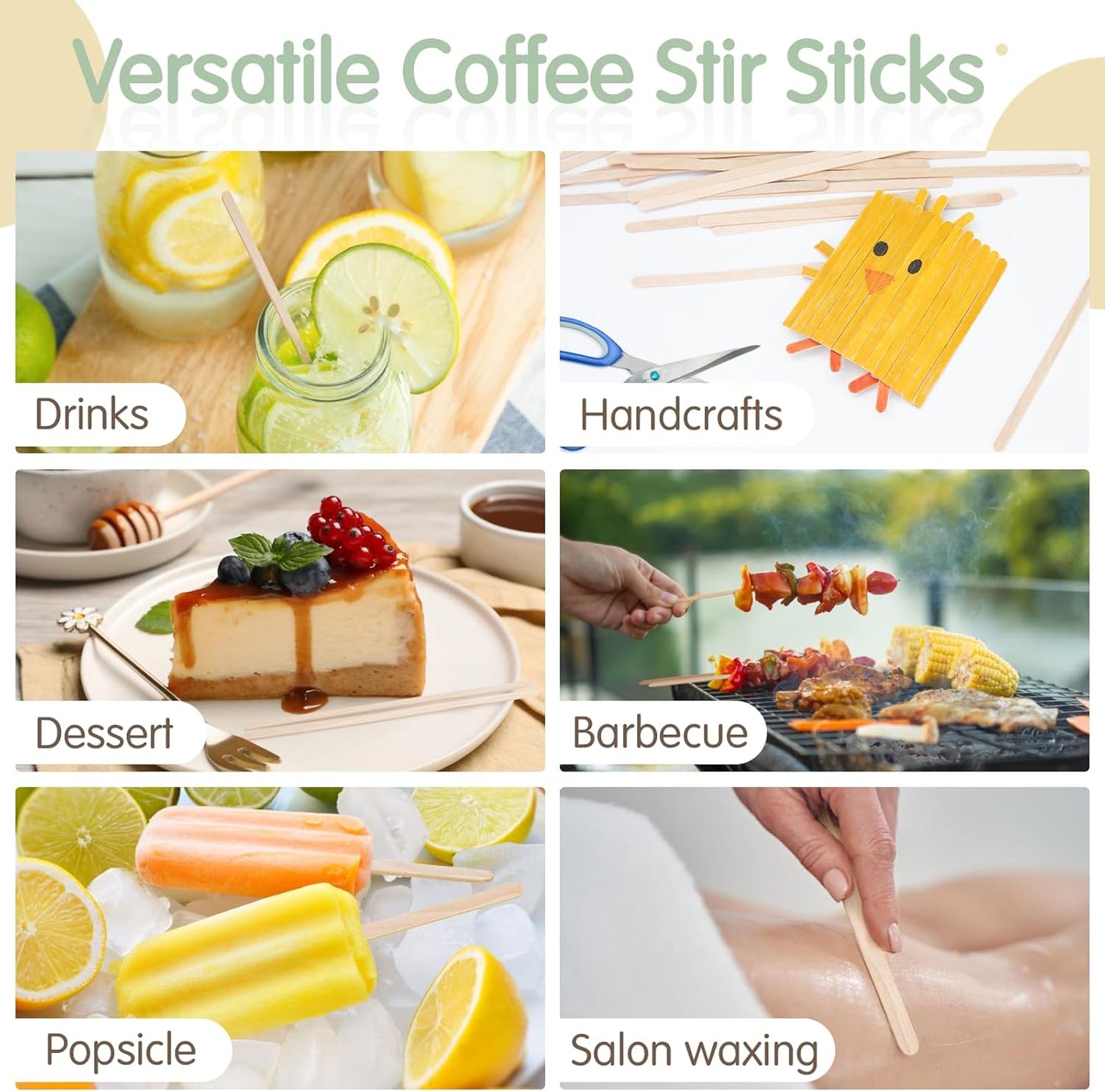 WISYOK 1200 PCS Coffee Stirrers, 5.5 Inch Premium Birch Wooden Sticks, Splinter-Free Smooth Round Ends, Disposable Stir Sticks for Coffee, Cocktails, Office, Home, Coffee Bars