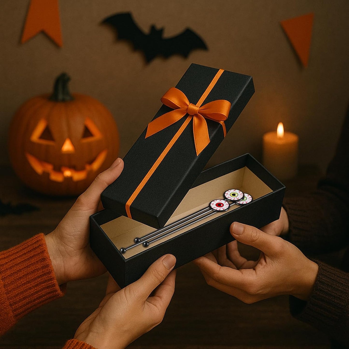 30 Pcs Halloween Swizzle Sticks Plastic Coffee and Cocktail Stirrers Fall Thanksgiving Drink Stirrers Cocktail Mixers for Halloween Fall Autumn Party Tea Coffee Bar Decoration(Horror Eyeball)