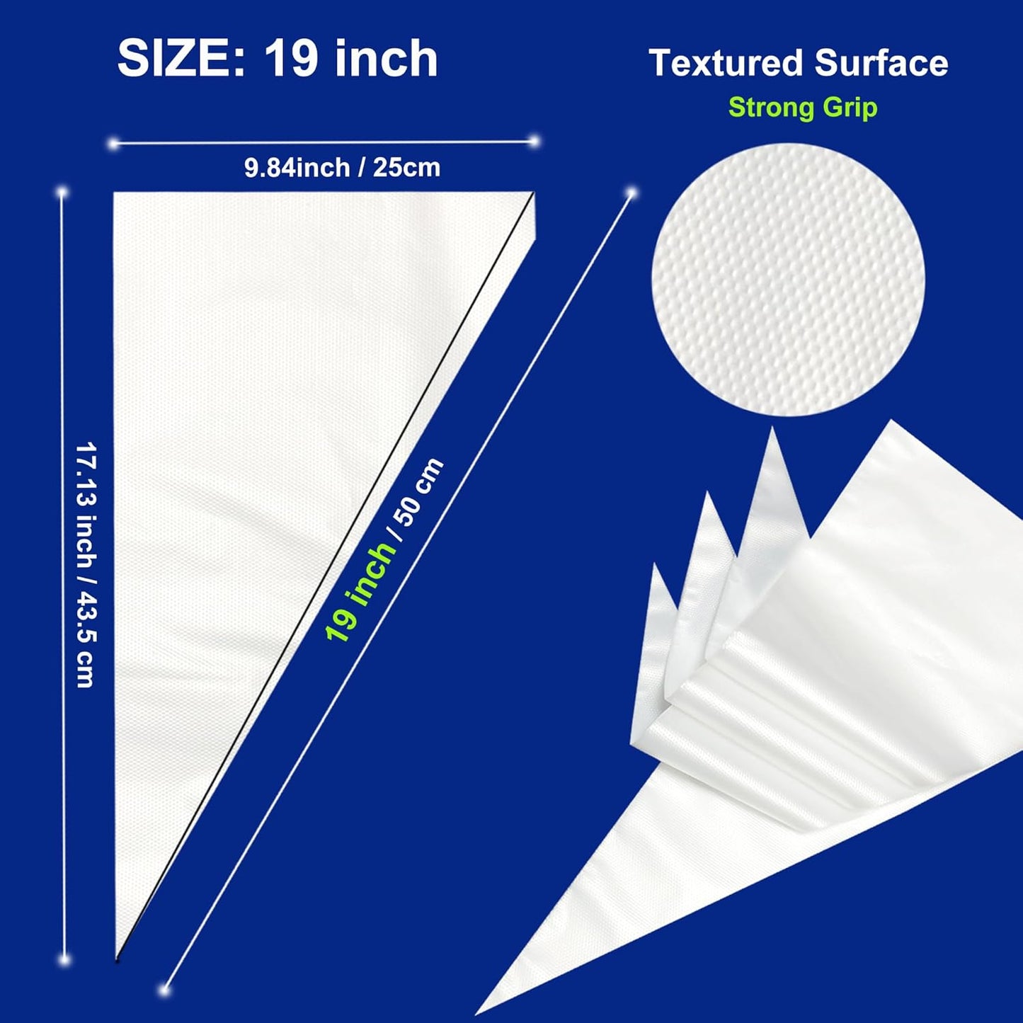 19-Inch Icing Bags Heavy Duty, AMBESTAR 100 Pieces Thick Anti-Burst Disposable Decorating Bags for all Size Tips Couplers and Baking Cookies Candy Supplies Kits, Large Cake Decorating Tools