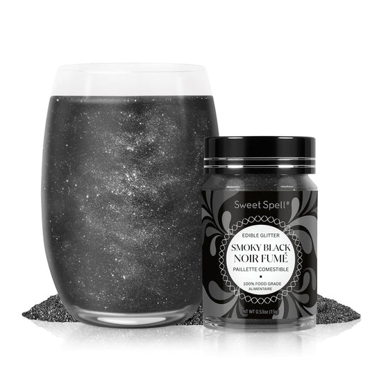 Sweet Spell Edible Glitter (15g) - Shimmer Sparkles for Drinks, Cakes, Cocktails - 100% Edible & Food Grade Glitter, Vegan, Gluten-Free (Black)