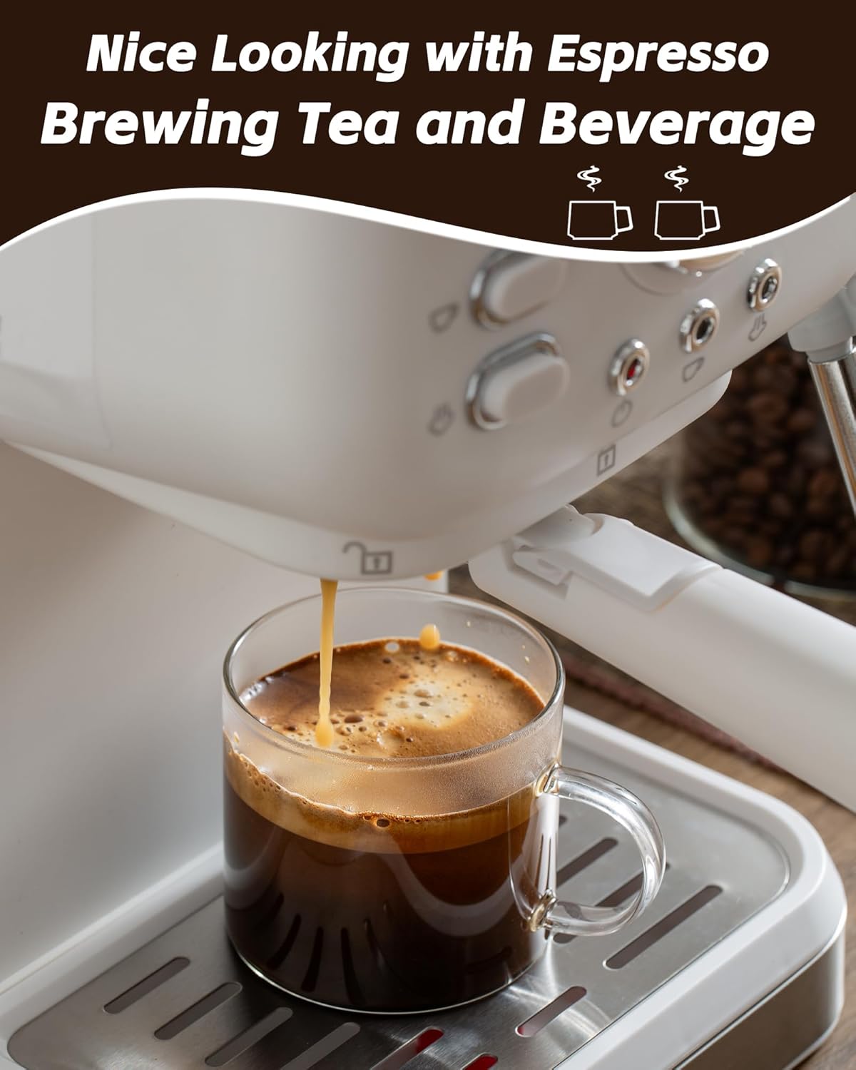 5 OZ Espresso Cups with Handle, Clear Espresso Shot Glass Set of 6, Small Double Espresso Accessories for Espresso Machine Coffee Bar