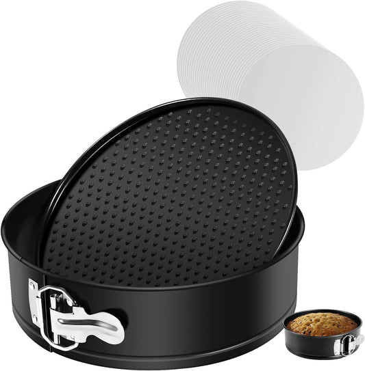 9 Inch Springform Pan Nonstick - Cheesecake Pan with Removable Bottom/Leakproof - Round Cake Pan with 50 Pcs Parchment Paper Liners - Fits 6 Qt 8 Qt Pressure Cooker