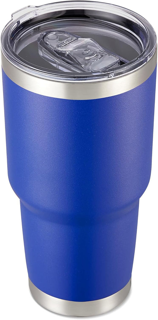 30 oz Tumbler with Lid Stainless Steel Tumblers Vacuum Insulated Cup Reusable Powder Coated Travel Mug Double Wall Leak Proof Portable Cups Keep Cold Drinks for 12 Hours, Blue, 1 Pack