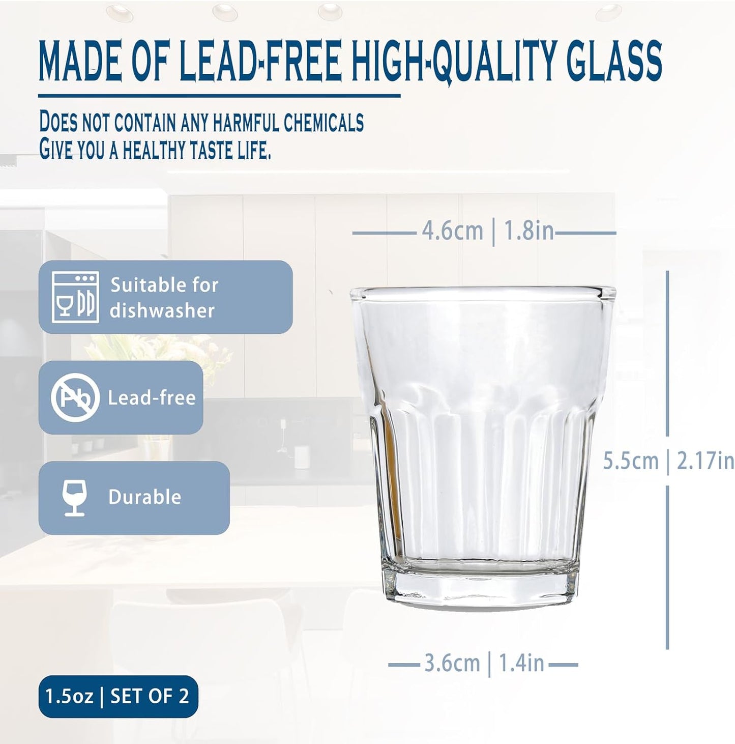 8 Piece Shot Glasses Set 50ML/1.5oz.Small Espresso and LiquorGlasses for Whiskey TequilaVodka, Thick Glass Cups forPotter Style Cocktails Bar Party