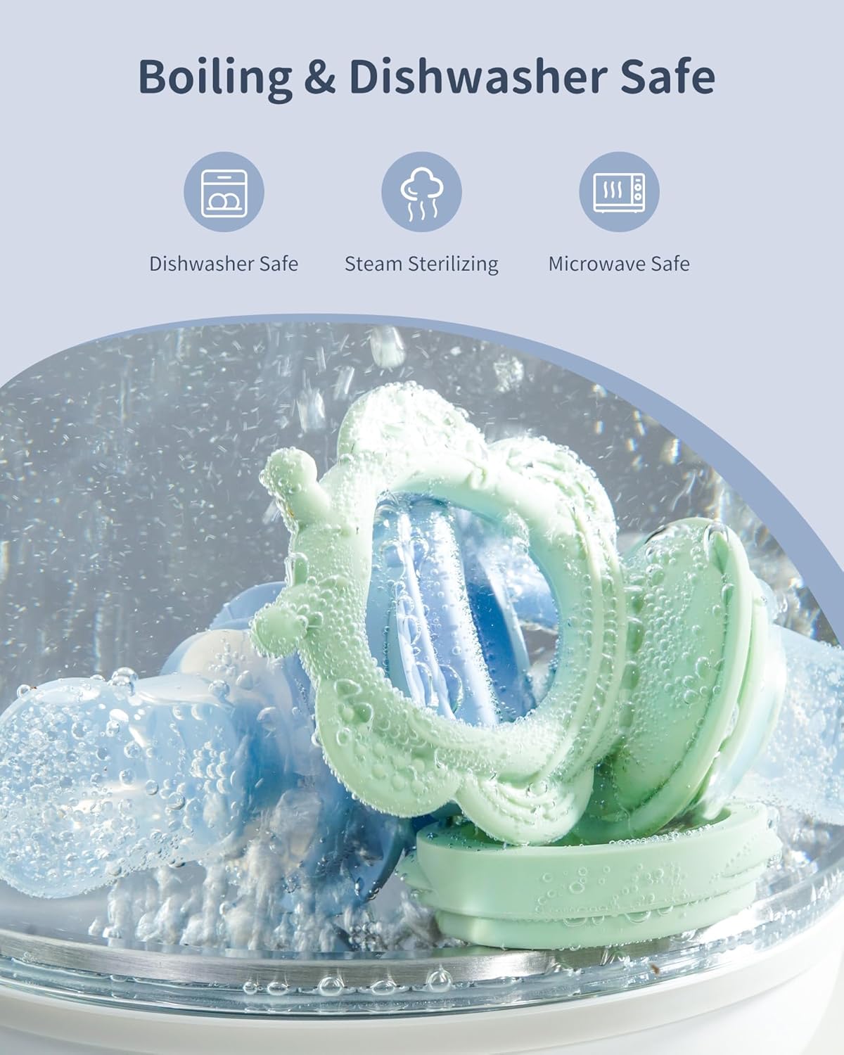 Silicone Baby Fruit Food Feeder (2 Pack) with Freezer Nibble Tray, Breastmilk Popsicle Molds for Baby Teething Relief, Silicone Feeder for Safe Infant Self Feeding, BPA Free, Dishwasher Safe, 3 Month+