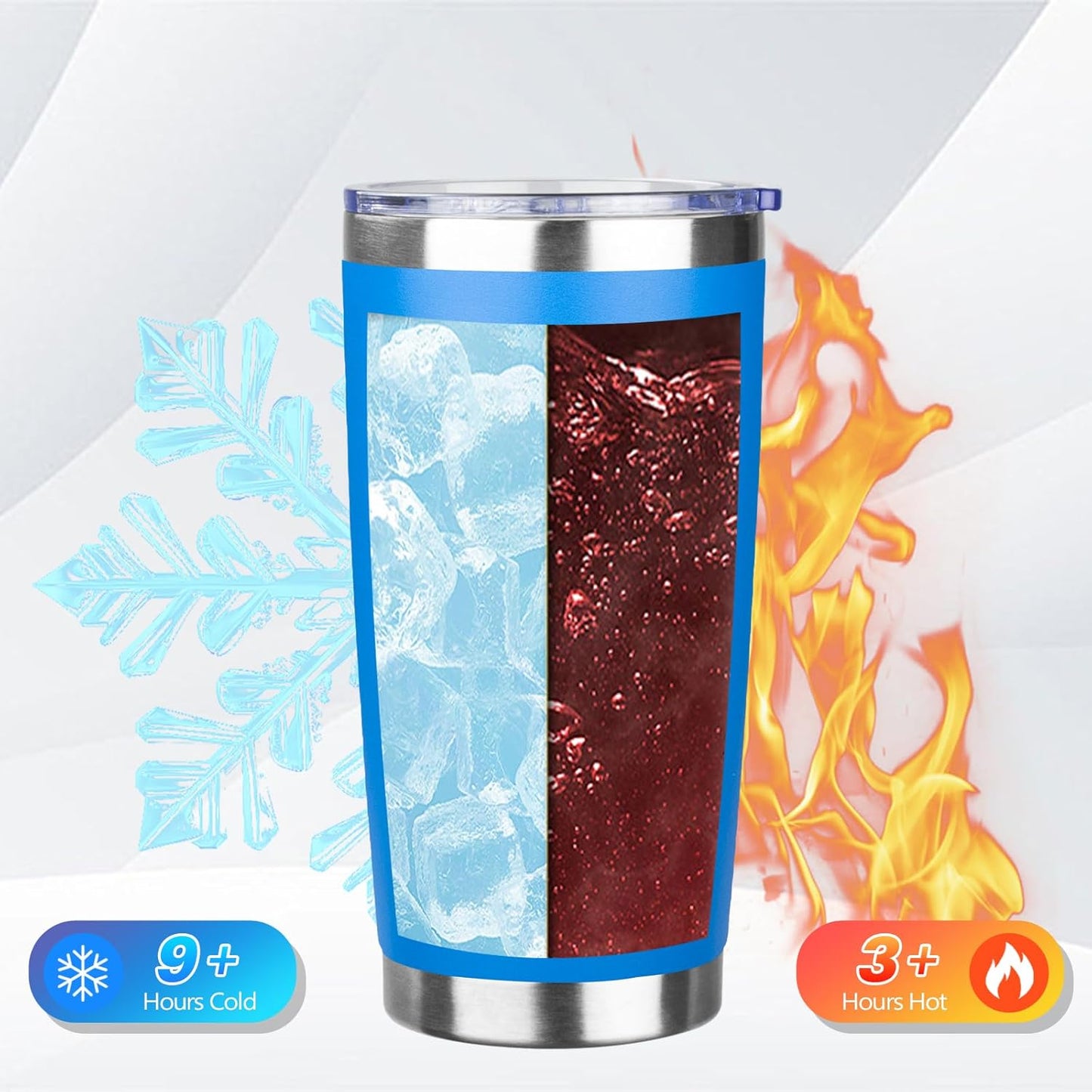 20oz Tumbler Bulk with Lid and Straw, Stainless Steel Double Wall Vacuum Insulated Travel Mug, Powder Coated Coffee Cups for Hot and Cold Drinks,Funny Gifts for Women Men(Scuba blue,1)