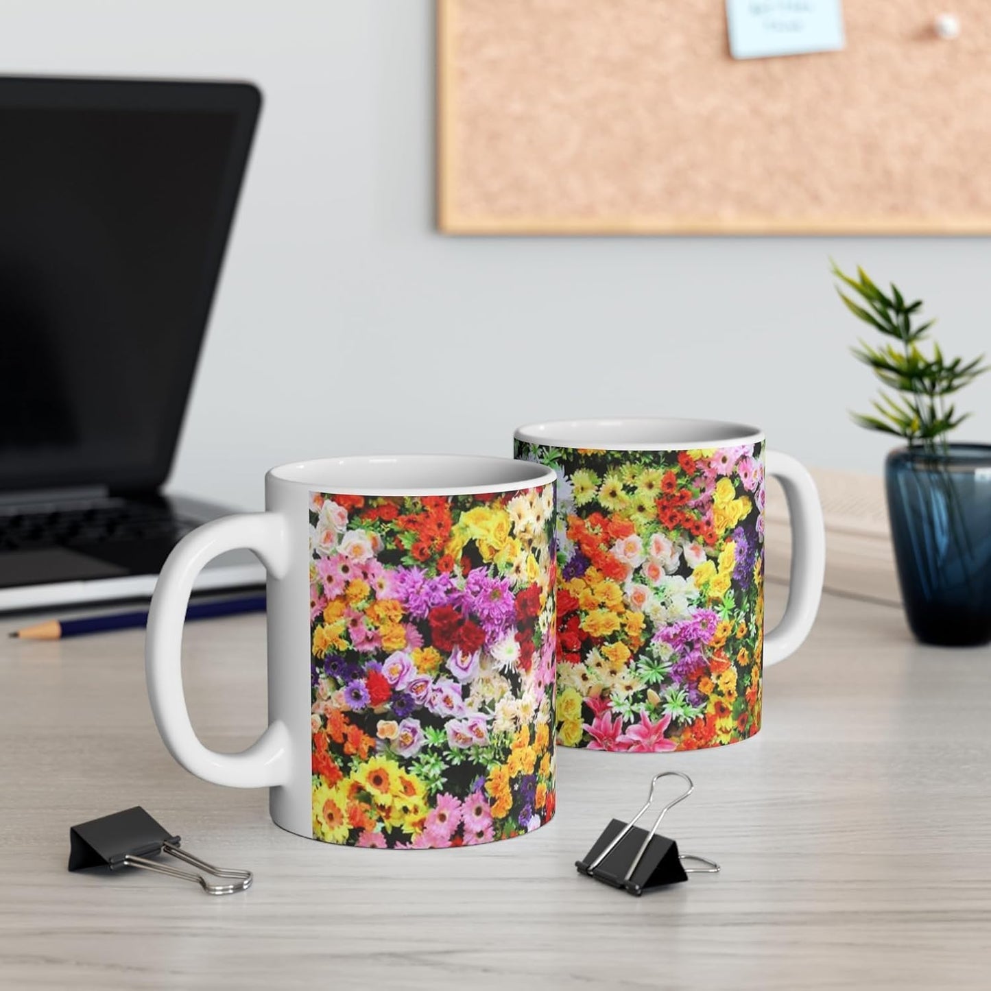 11 OZ Novelty Coffee Mugs - Christmas Gift (Floral Design Mug)