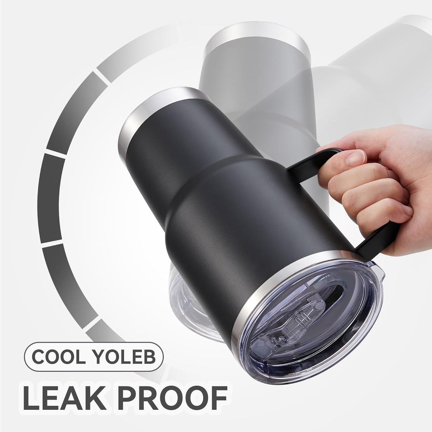 30 oz Tumbler with Handle and Lid, Stainless Steel Tumblers Bulk Double Wall Vacuum Insulated Travel Mug Leak Proof Cup Keep Drinks Cold and Hot Black, 8 Pack